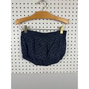 Universal Thread Navy Blue Geometric Smocked Tube Top XS Strapless Cotton